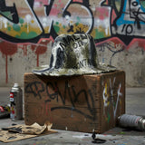 Fedora Olive Green and Black Graffiti Tie Dye Hat