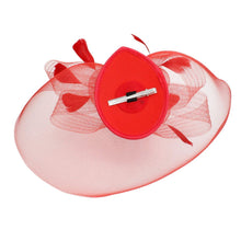 Load image into Gallery viewer, DST Red Flowers Derby Tilt Feather Fascinator
