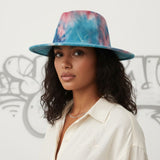 Fedora Blue and Pink Tie Dye Fashion Hat for Women