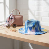 Fedora Blue Pink Yellow Tie Dye Fashion Hat for Women