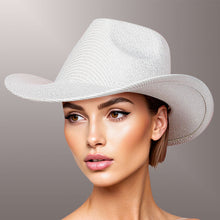 Cargar imagen en el visor de la galería, Cowboy Hat White Iridescent Stripe Fashion Hat
