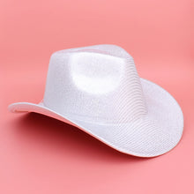 Cargar imagen en el visor de la galería, Cowboy Hat White Iridescent Stripe Fashion Hat
