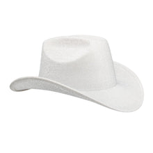 Cargar imagen en el visor de la galería, Cowboy Hat White Glittery Silver Rodeo Style
