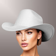 Cargar imagen en el visor de la galería, Cowboy Hat White Metallic Finish Fashion Hat
