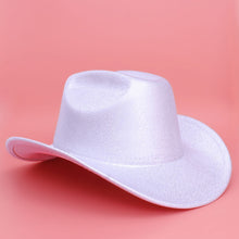 Cargar imagen en el visor de la galería, Cowboy Hat White Metallic Finish Fashion Hat
