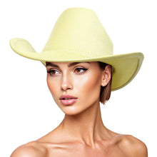 Cargar imagen en el visor de la galería, Cowboy Hat Yellow Metallic Finish Fashion Hat
