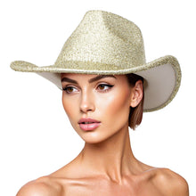 Cargar imagen en el visor de la galería, Cowboy Hat Gold Metallic Glittering Fashion Hat
