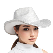 Cargar imagen en el visor de la galería, Cowboy Hat Silver Metallic Glittering Fashion Hat
