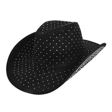 Cargar imagen en el visor de la galería, Cowboy Hat Black Rhinestone Cowgirl Fashion Hat
