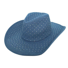 Cargar imagen en el visor de la galería, Cowboy Hat Denim Rhinestone Cowgirl Fashion Hat
