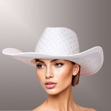 Cargar imagen en el visor de la galería, Cowboy Hat White Rhinestone Cowgirl Fashion Hat
