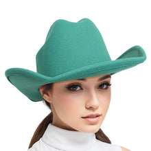 Cargar imagen en el visor de la galería, Cowboy Hat Green Felt Western Fashion Hat
