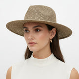 Cowboy Hat Light Brown Sequin Embroidery Panama Hat