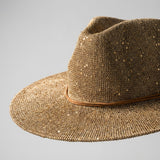 Cowboy Hat Light Brown Sequin Embroidery Panama Hat