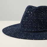Cowboy Hat Navy Blue Sequin Embroidery Panama Hat