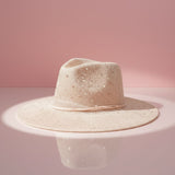 Cowboy Hat Pale Pink Sequin Embroidery Panama Hat