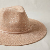 Cowboy Hat Pale Pink Sequin Embroidery Panama Hat