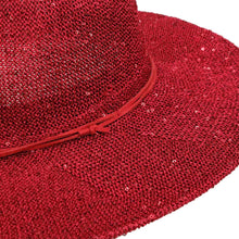 Cargar imagen en el visor de la galería, Cowboy Hat Red Sequin Embroidered Panama Hat
