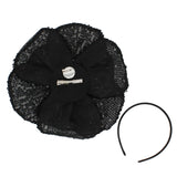 XL Flower Black Sequin Hair Clip Headband Brooch