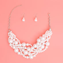 Load image into Gallery viewer, Pearl Necklace White 5 Twisted Set for Women
