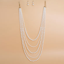 Load image into Gallery viewer, Pearl Necklace Cream 5 Strand Long Set for Women

