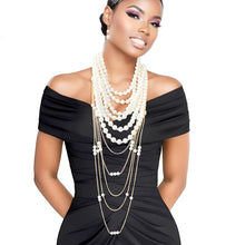 Load image into Gallery viewer, Cream Pearl and Back Drape Necklace
