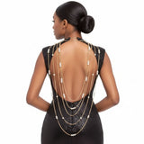 Cream Pearl and Back Drape Necklace