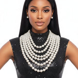 Cream Pearl and Back Drape Necklace
