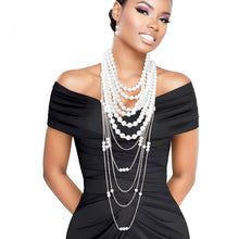 Load image into Gallery viewer, Pearl Necklace White Back Drape Set for Women
