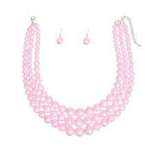 Cargar imagen en el visor de la galería, Pearl Bubble Gum Pink 3 Strand Necklace for Women
