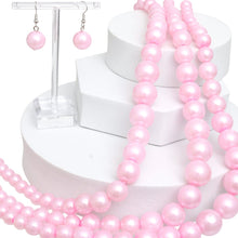 Cargar imagen en el visor de la galería, Pearl Bubble Gum Pink 3 Strand Necklace for Women
