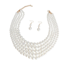 Cargar imagen en el visor de la galería, Cream Pearl Multi Strand Necklace Set
