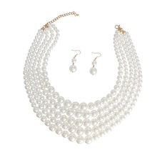 Load image into Gallery viewer, Cream Pearl Multi Strand Necklace Set
