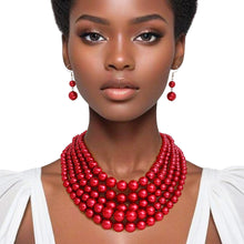 Cargar imagen en el visor de la galería, Pearl Necklace 5 Layer Polished Pearl Set Women

