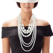 Cargar imagen en el visor de la galería, Pearl Necklace Cream 6 Strand Layer Set for Women
