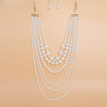 Load image into Gallery viewer, Pearl Necklace Cream 6 Strand Layer Set for Women
