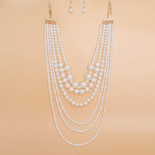 Cargar imagen en el visor de la galería, Pearl Necklace Cream 6 Strand Layer Set for Women
