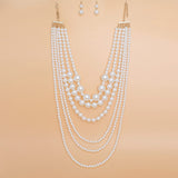 Pearl Necklace Cream 6 Strand Layer Set for Women