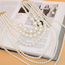 Cargar imagen en el visor de la galería, Pearl Necklace Cream 6 Strand Layer Set for Women

