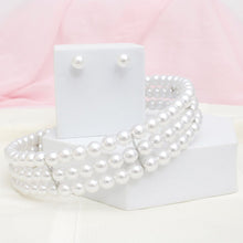 Cargar imagen en el visor de la galería, Choker Timeless White Pearl 3 Row Necklace
