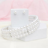 Choker Timeless White Pearl 3 Row Necklace