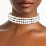 Choker Timeless White Pearl 3 Row Necklace