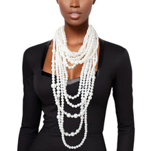 Cargar imagen en el visor de la galería, Pearl Necklace Cream Cluster Long Set for Women
