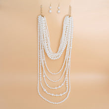 Cargar imagen en el visor de la galería, Pearl Necklace Cream Cluster Long Set for Women
