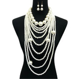 Luxe Elegance: Cream Multi-Strand Pearl Set