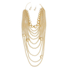 Load image into Gallery viewer, Pearl Jumbo Matte Gold 10 Strand Long Necklace
