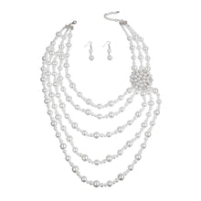 Load image into Gallery viewer, Elegance in White: Pearl Brooch Necklace
