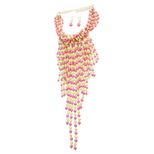 Cargar imagen en el visor de la galería, Pink and Yellow Clustered Fringe Pearl Set
