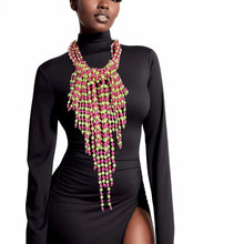 Cargar imagen en el visor de la galería, Pink and Yellow Clustered Fringe Pearl Set
