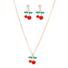 Load image into Gallery viewer, Charm Cherry Red Lightweight Gold Chain Necklace
